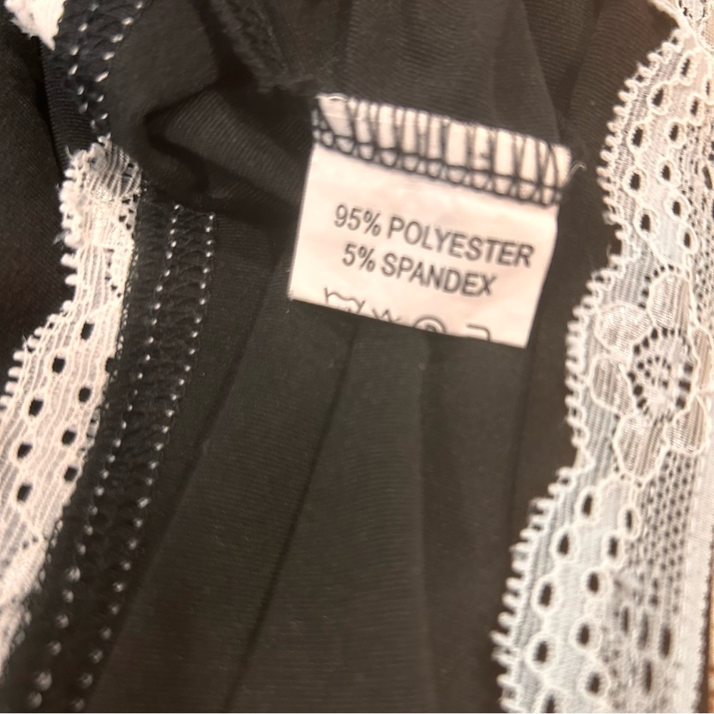 Y2K cami long black w white Lace trim women’s size small gossip girl sexy goth - Picture 6 of 8